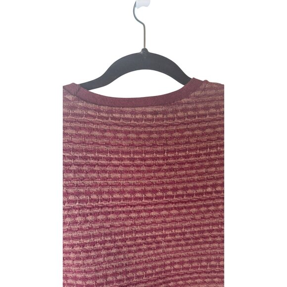 2/$30 Zara Large Burgundy Womens Striped Short Sleeve Polyester & Cotton - Picture 8 of 12
